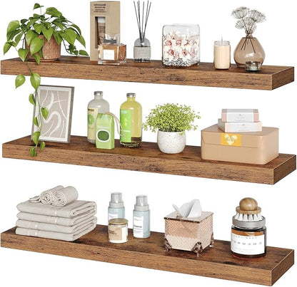 RALGEND Floating Shelves for Wall, 1.5" Thick Wall Shelf Set of 3 - Image 9