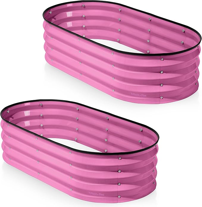 Galvanized Raised Garden Beds Outdoor // 4×2×1 ft (2-Pack) Planter Raised Beds for Gardening, Vegetables, Flowers (Pink) // Large Metal Garden Box