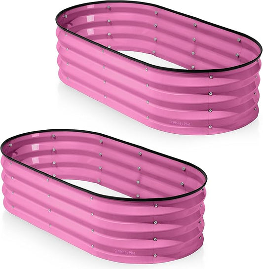 Galvanized Raised Garden Beds Outdoor // 4×2×1 ft (2-Pack) Planter Raised Beds for Gardening, Vegetables, Flowers (Pink) // Large Metal Garden Box
