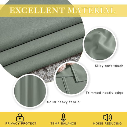 NICETOWN Sage Green Blackout Curtains - Image 5