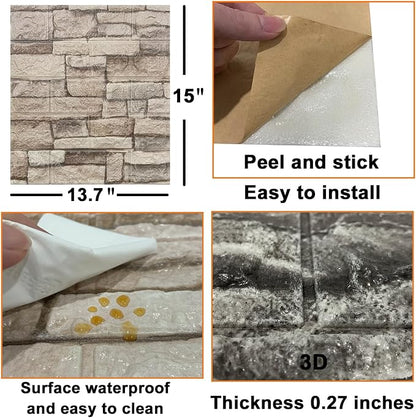 Yutianli 10PSC 3D Wall Panels Peel and Stick Faux Brick Wall Panels - Image 7