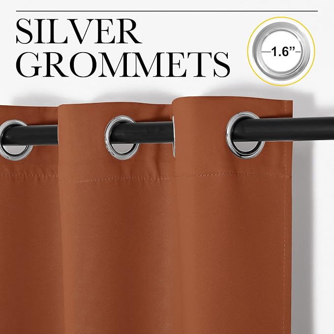 NICETOWN Burnt Orange Window Curtains Blackout Drapes, Thermal Insulated Solid - Image 3
