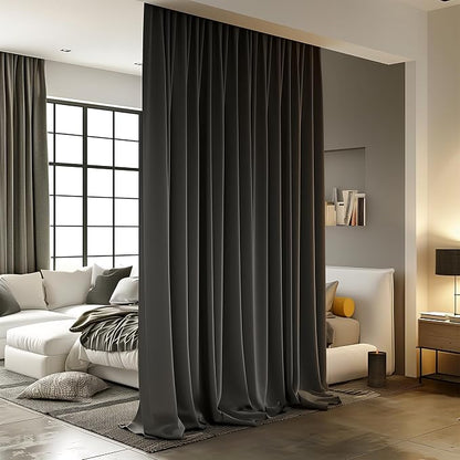 Room Divider Curtains for Ceiling Track Rod, 8.3 ft Wide x 9 ft Tall, 1 Panel by RoomDarkning
