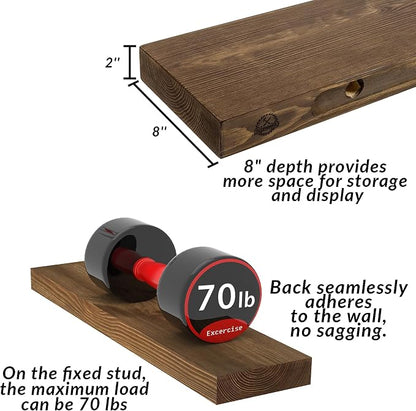 48 Inch Floating Shelves, 8-Inch Deep High-End Solid Wood Floating Shelves - Image 3