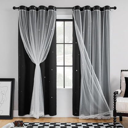 XiDi Black Out Curtains for Bedroom Windows, Curtains for Girls Bedroom Decor by Addsomecolortolife
