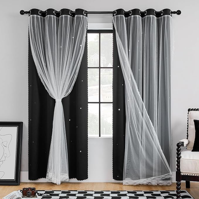 XiDi Curtains for Bedroom Decor, Rainbow Black 52/90/1 by Addsomecolortolife