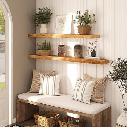 48" Rustic Elm Floating Shelves - Image 4