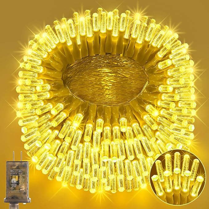 Heceltt 1140 LED 449 FT String Lights Outdoor, 8 Modes Warm White Christmas Lights Plug in, IP44 Waterproof Led String Lights with Timer and Memory for Xmas Yard Party Garden Decorations