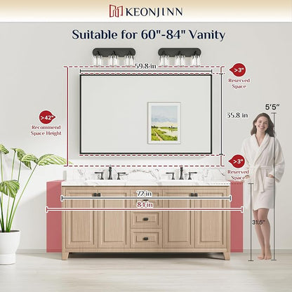 Keonjinn 60 x 36 Inch Black Bathroom Mirrors - Image 7