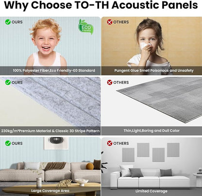 10 Pack Large Acoustic Panels, 47.2 x 23.6 x 0.35 Inch Sound Proof Foam Panels - Image 8