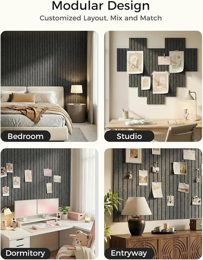 Aothia 12-Pack Felt Bulletin Board Tiles 48"x36", Modular Pin Board - Image 4