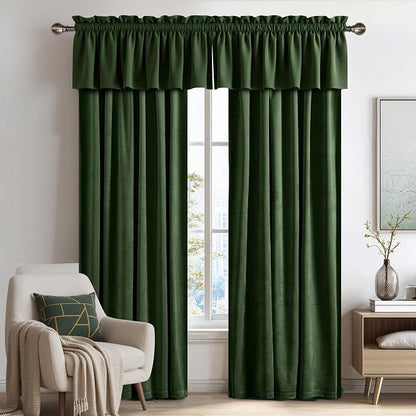 NICETOWN Velvet Cafe Windows Valance, Olive Green Window Treatment - Image 4