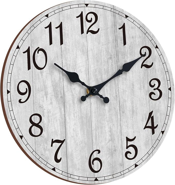 Wall Clock, Country Round Clocks Farmhous Wall Decorative by HYLANDA