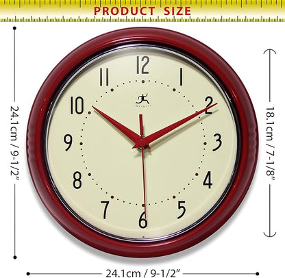 Infinity Instruments LTD. Retro 9 inch Silent Sweep Non-Ticking Mid Century - Image 4