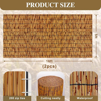Reed Fencing Rolls, Patio Privacy Screen, Decorative Bamboo Fence Rolls - Image 2