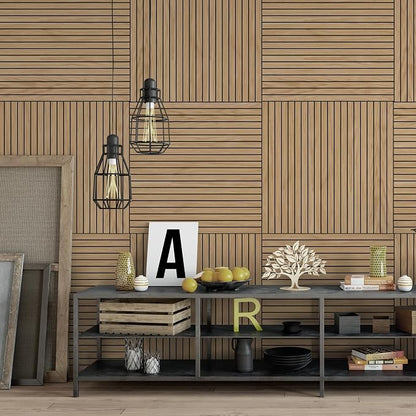 4-Piece Wood Slat Wall Panel for Interior Wall Decor Noise Cancelling 47.2" x - Image 7