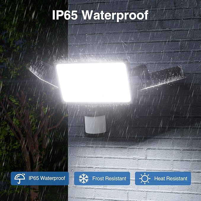 150W Motion Sensor Lights Outdoor for Outside, 15000LM LED Flood Lights Outdoor Wired Dusk to Dawn, Exterior Security Floodlight Fixture Waterproof IP65, Outdoor Lighting for House, Garage