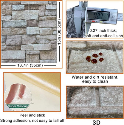20PCS 3D Wall Panels Peel and Stick 3D Brick Wallpaper Peel and Stick Faux - Image 5