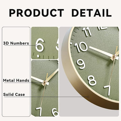 Roymnie Wall Clock Green, Silent Wall Clocks Battery Operated 8 Inch-Modern Non - Image 9