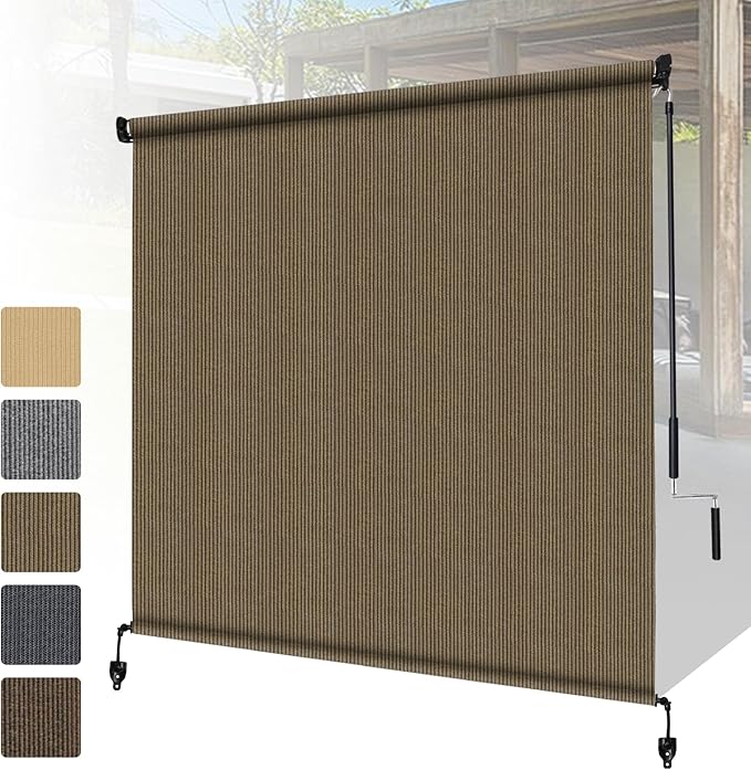 Shade&Beyond Outdoor Roller Shades 4' W x 8' H Cordless Patio Roll Up Blinds by ShadeBeyond