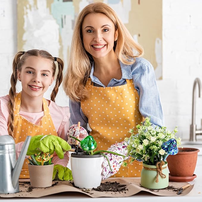 Meanplan 8 Pcs Watering Globe for Plant Self Watering Globes for Indoor Outdoor Plants Watering Devices Self Watering Spikes Mushroom Watering Bulbs Automatic Glass Plant Waterer for Plants