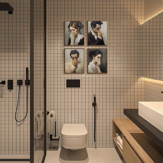 Funny Bathroom Wall Art Vintage Mid Century Style Prints Wall Decor, Moody - Image 2