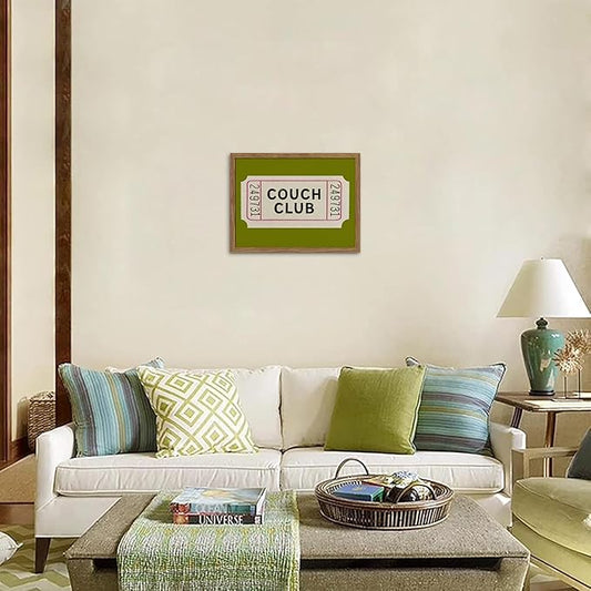 Vintage Framed Wall Art, Couch Club Ticket Canvas Wall Decor Painting, Retro - Image 2
