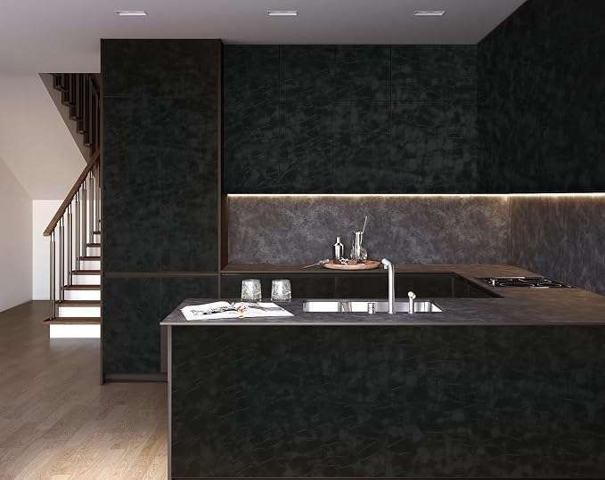 Yasinet Peel and Stick Wallpaper Black Removable Wallpaper Modern Black Contact - Image 7
