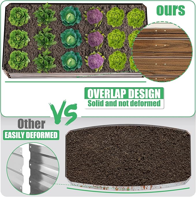 SnugNiture Galvanized Raised Garden Bed 6x3x1FT Outdoor Large Metal Planter Box Steel Kit for Planting Vegetables, Flowers