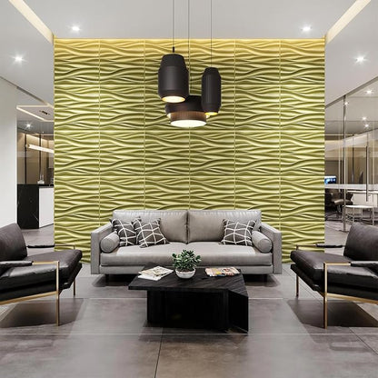 STICKGOO 3D Wall Panels for Interior Wall Decor, Champaign Gold Wave Design - Image 3