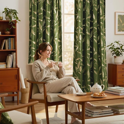 NICETOWN Olive Green Velvet Curtains - Image 2