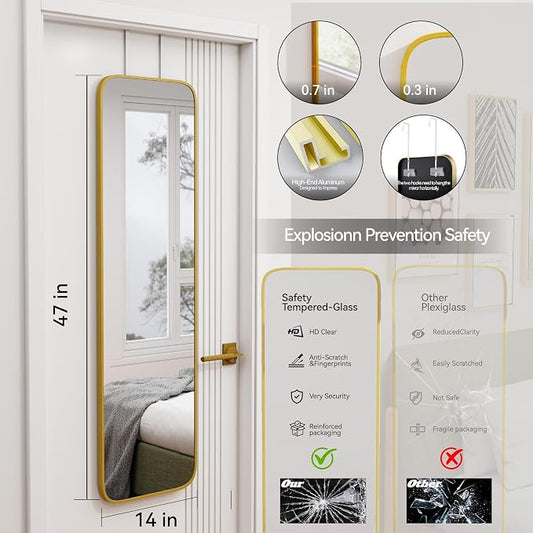 SCWF-GZ 47x14 Mirror Rectangle Full Body Length Door Hanging Wall Mounted - Image 2