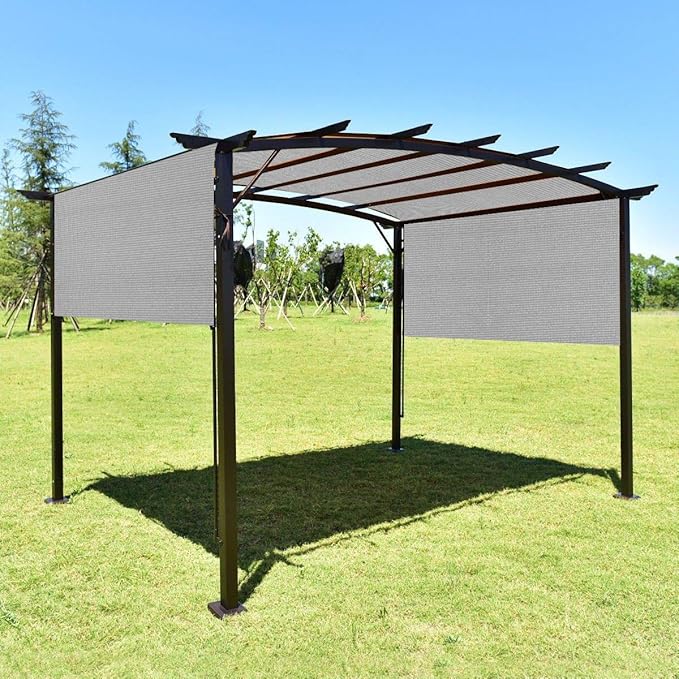 Eden's Decor Straight Flat-Edged Sun Shade Sail Rectangular 10' x 11' Grey UV-Blocking Outdoor Canopy Fabric Cloth Awning for Pergola Patio Garden Backyard Custom Size