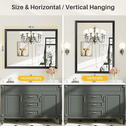 Briivue 48x36 Inch Black Bathroom Mirror - Image 5