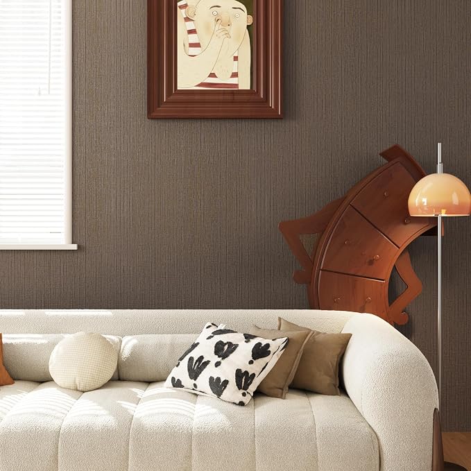 CRE8TIVE Large Size 24"x354" Grasscloth Textured Dark Brown Peel and Stick - Image 3