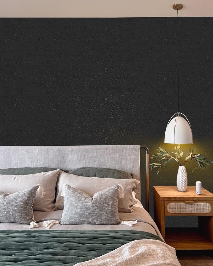 Cohoo Home 512inL 15.7inW Black Silk Peel and Stick Wallpaper - Image 6