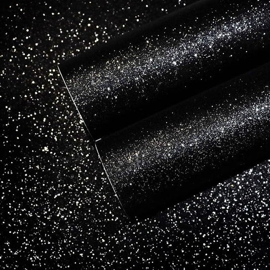 CHIHUT Black Glitter Contact Paper 15.7''x236'' Self Adhesive Black Glitter by CHIHUT