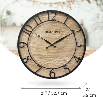 Presentime & Co 21" Farmhouse Series Wall Clock, Cottage Style, Vintage Design - Image 5