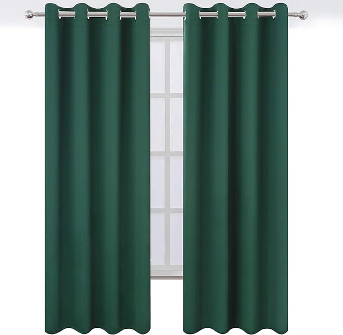 LEMOMO Blackout Curtains 66 x 95 inch/Dark Green Curtains Set of 2 - Image 2