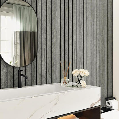 Grey Wood Wall Slat Panels Peel and Stick 3D Fluted Wood Panels - Image 8