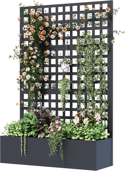 Metal Planter Box with Trellis, Planter Box Trellis with Privacy Screen and by UPHYB