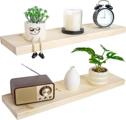 BGMG Wood Floating Shelves for Wall 30 inch, Rustic Wooden Wall Mount Shelves by BGMG