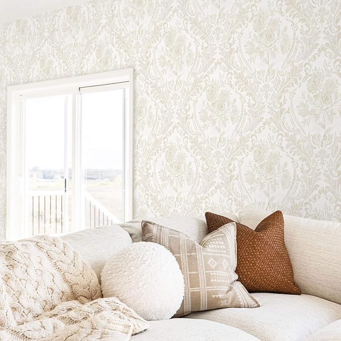 Ismoon Floral Peel and Stick Wallpaper Vintage Beige Contact Paper Boho - Image 7