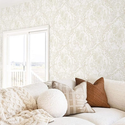 Ismoon Floral Peel and Stick Wallpaper Vintage Beige Contact Paper Boho - Image 7