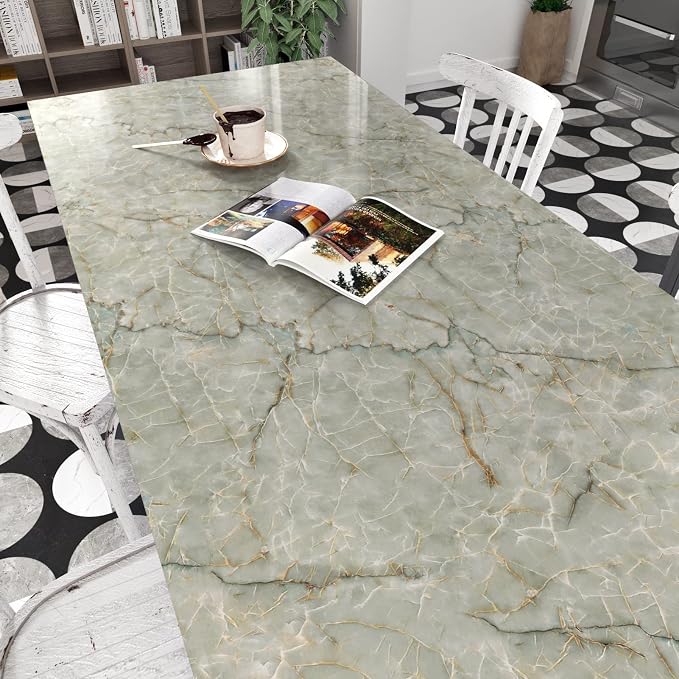 Cyan Glossy Marble Contact Paper Peel and Stick Countertops Self Adhesive - Image 3