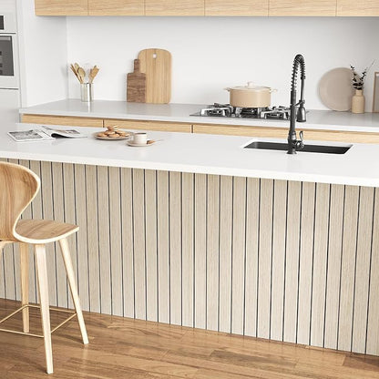 VEELIKE Coastal Oak Wood Wall Panels Peel and Stick Light Oak Wood Slat Wall - Image 7
