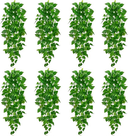 BLEUM CADE 8Pcs Fake Hanging Plants, 9 Branch Artificial Hanging Plant by BLEUMCADE