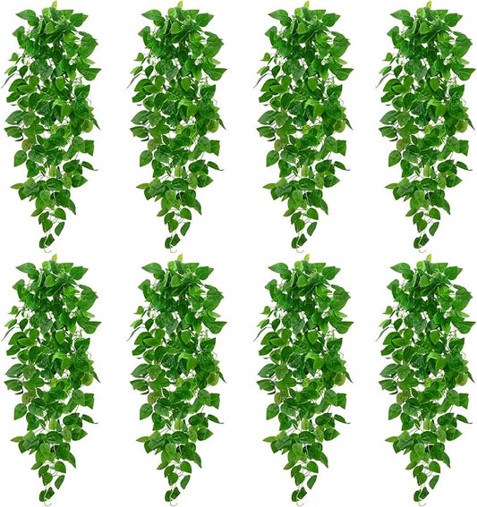 BLEUM CADE 8Pcs Fake Hanging Plants, 9 Branch Artificial Hanging Plant by BLEUMCADE