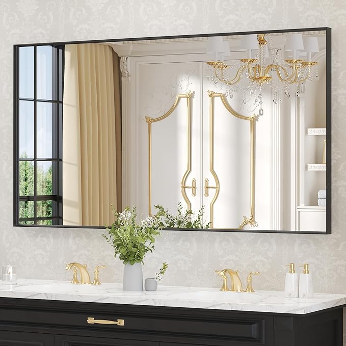 LOAAO Black Bathroom Mirror 60"X30" - Image 3