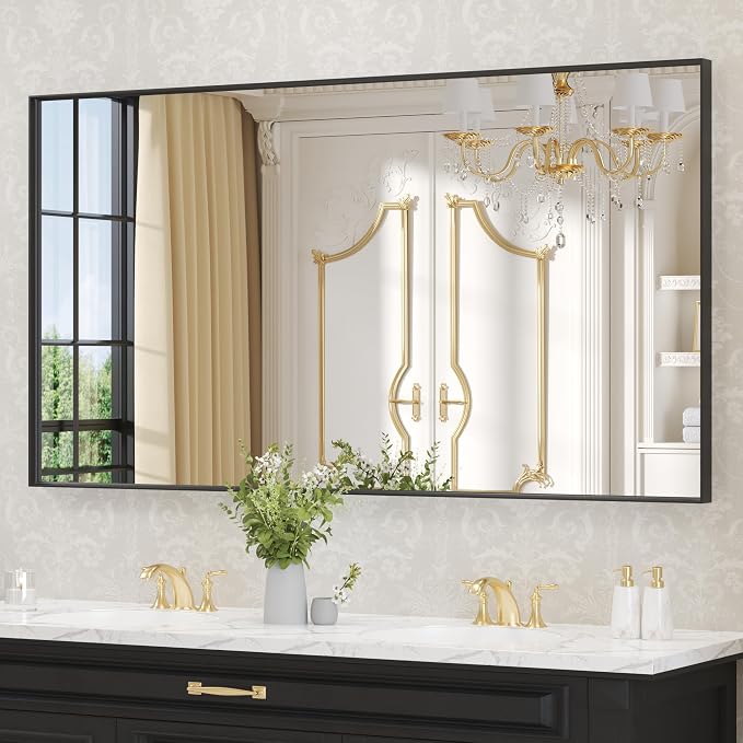 LOAAO Black Bathroom Mirror 60"X28" - Image 3